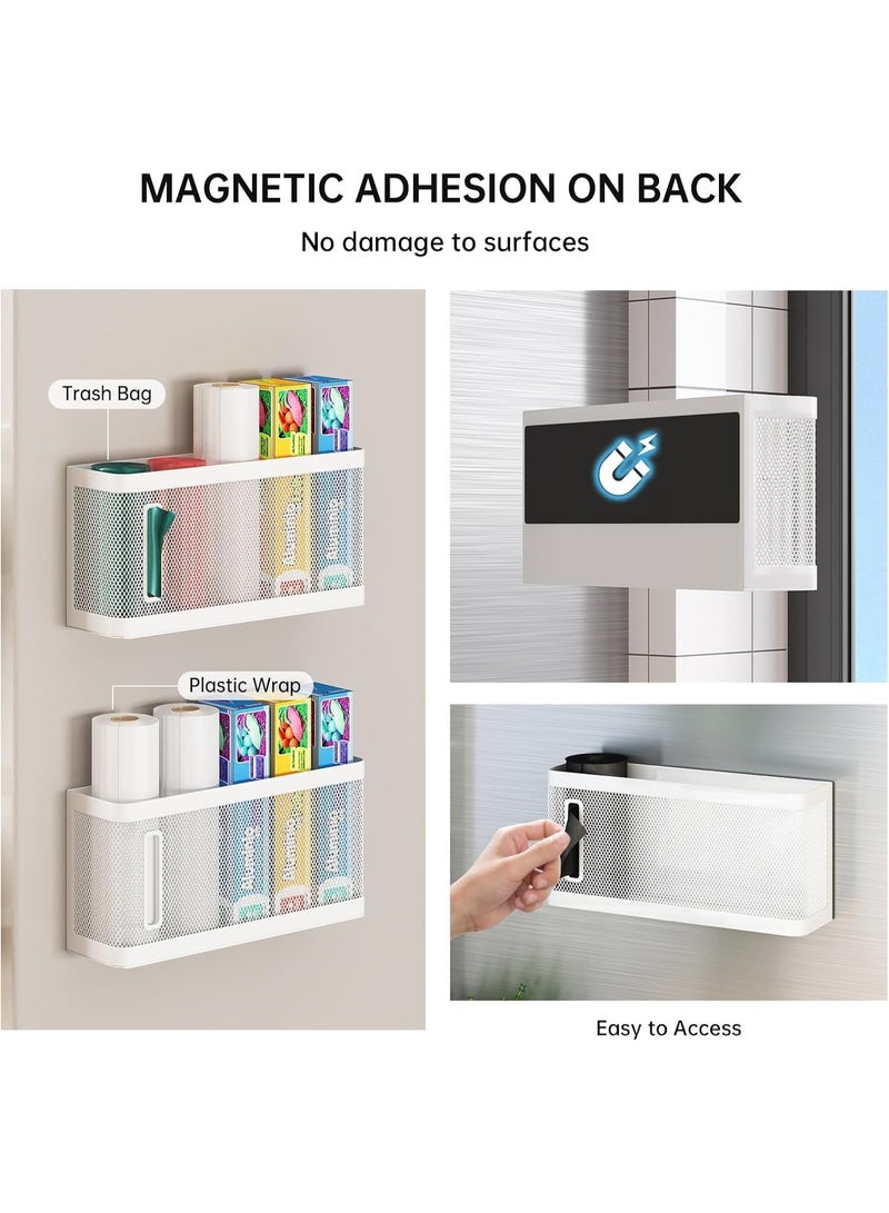 سيوسي Magnetic Refrigerator Shelf, Fridge Mount Basket, Space-Saving Kitchen Organizers, Heavy-Duty Storage Rack for Kitchen, Office, Trash Bags, Foil Rolls & Spices (Black, 27.5x7x13cm) - Image 3